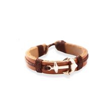 Cargar imagen en el visor de la galería, Brown Leather Bracelet in Brown Yarn
