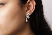 Load image into Gallery viewer, Silver Ball Half Butterfly Earrings
